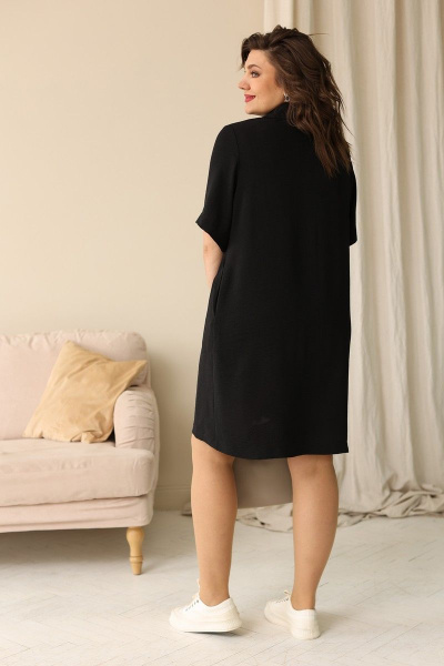 Летнее платье А-силуэта из текстиля BegiModa 1007 черный - фото 6