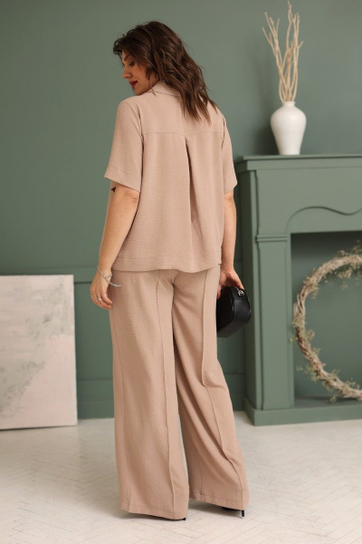 Летние брюки палаццо из мягкого текстиля BegiModa 6018 кэмел - фото 5