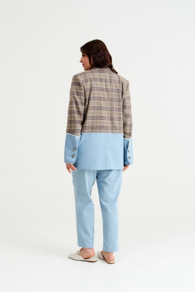 Жакет клетчатый в клетку в стиле casual NORMAL 14-173 - фото 8