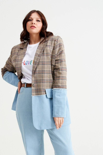 Жакет клетчатый в клетку в стиле casual NORMAL 14-173 - фото 7