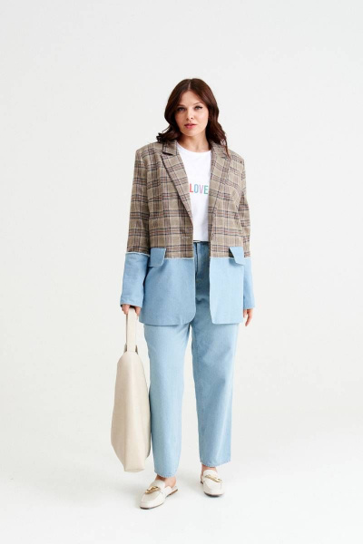Жакет клетчатый в клетку в стиле casual NORMAL 14-173 - фото 6