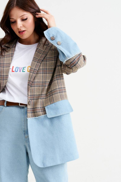 Жакет клетчатый в клетку в стиле casual NORMAL 14-173 - фото 5