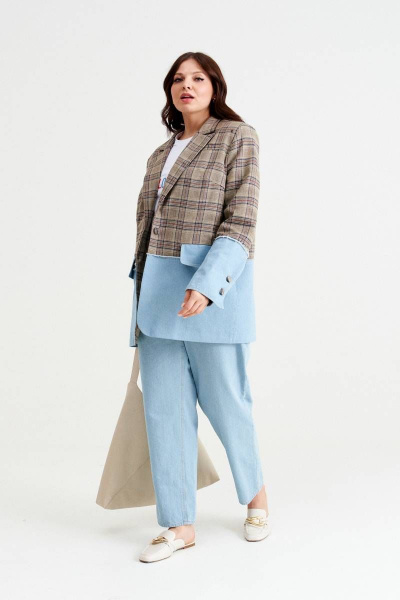 Жакет клетчатый в клетку в стиле casual NORMAL 14-173 - фото 4