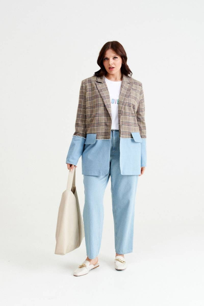 Жакет клетчатый в клетку в стиле casual NORMAL 14-173 - фото 3