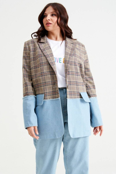 Жакет клетчатый в клетку в стиле casual NORMAL 14-173 - фото 2