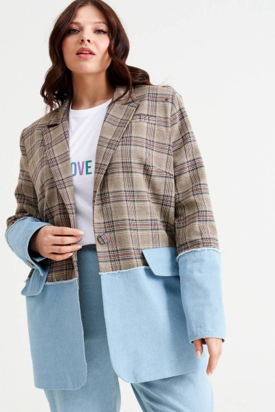 Жакет клетчатый в клетку в стиле casual NORMAL 14-173 - фото 1
