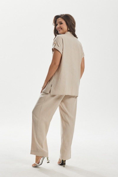 Блуза и брюки леновые на каждый день с разрезами MALI 723-007 беж - фото 12