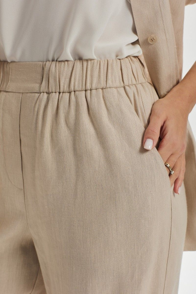 Блуза и брюки леновые на каждый день с разрезами MALI 723-007 беж - фото 11