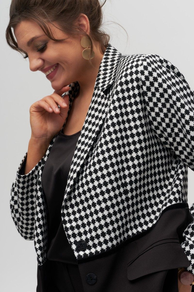 Демисезонный женский костюм из жакета и брюк палаццо Anelli 1318 черно-белый - фото 4