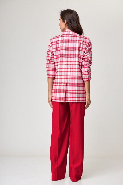 Стильный оверсайз жакет в клетку из шерстяной ткани Anelli 937 красный_клетка - фото 3
