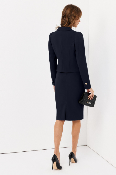 Деловой синий костюм с жакетом и юбкой на межсезонье Панда 135110w синий - фото 3