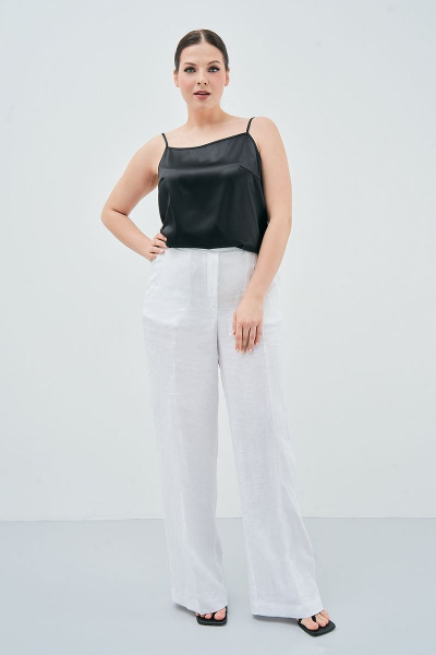 Белый льняной костюм с жакетом и брюками на каждый день Art Ribbon M3813 - фото 7