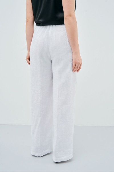 Белый льняной костюм с жакетом и брюками на каждый день Art Ribbon M3813 - фото 6