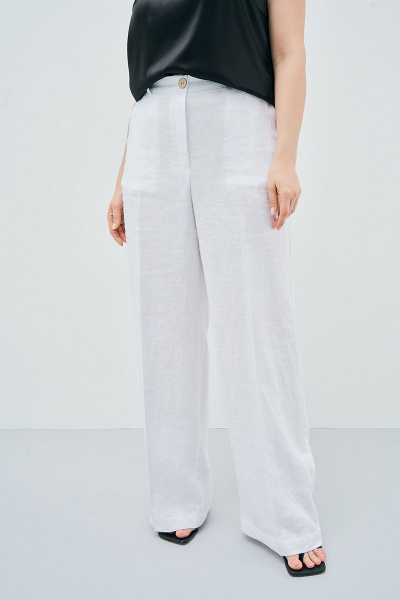 Белый льняной костюм с жакетом и брюками на каждый день Art Ribbon M3813 - фото 4
