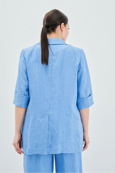 Леновый голубой костюм с жакетом и свободными брюками Art Ribbon M3813_1 - фото 3