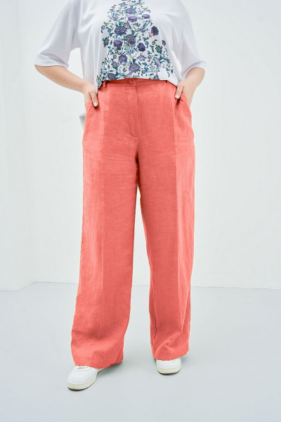 Брюки свободного кроя из льняной ткани с карманами Art Ribbon M3813B_2 - фото 1