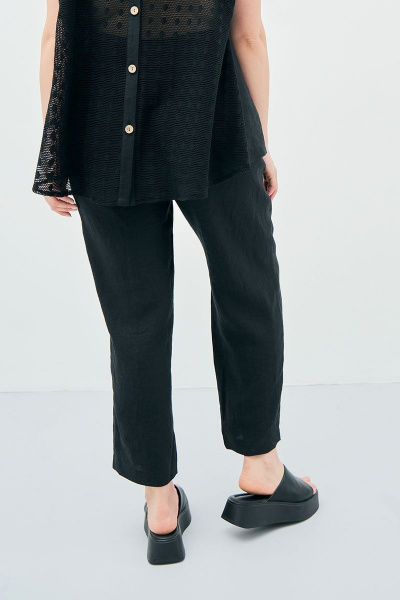 Брюки укороченные из льна с карманами и застежкой на тесьму Art Ribbon M3814B_2 - фото 2