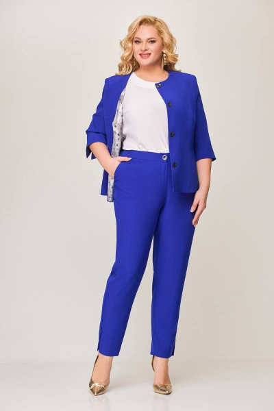 Деловой костюм 2-ка из текстиля на подкладке Swallow 652 василек - фото 5