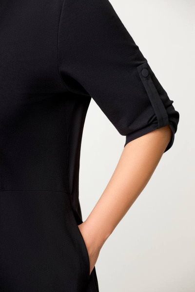 Платье свободного силуэта из футера и хлопчатобумажной ткани Swallow 643 черный - фото 8