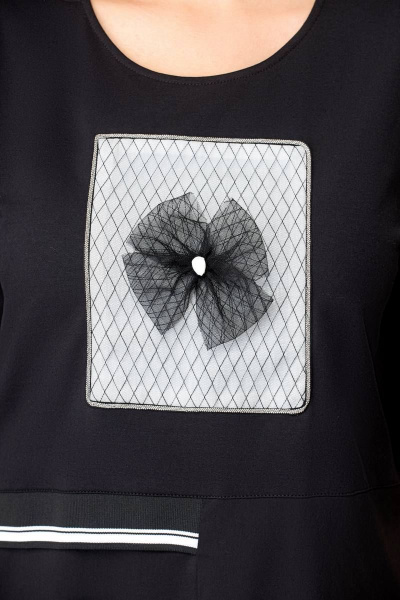 Платье свободного силуэта из футера и хлопчатобумажной ткани Swallow 643 черный - фото 7