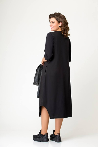 Платье свободного силуэта из футера и хлопчатобумажной ткани Swallow 643 черный - фото 5