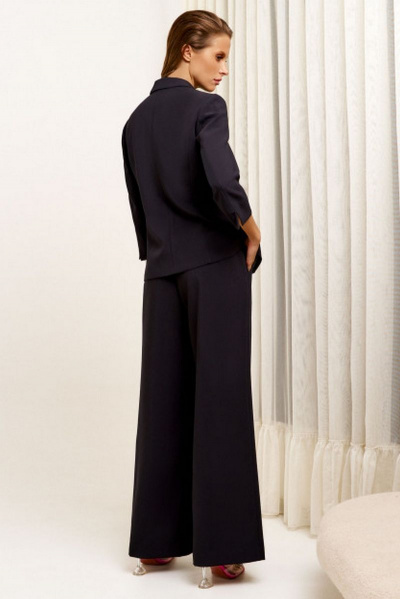 Летний деловой жакет с двубортным V-образным вырезом Панда 131530w черный - фото 3