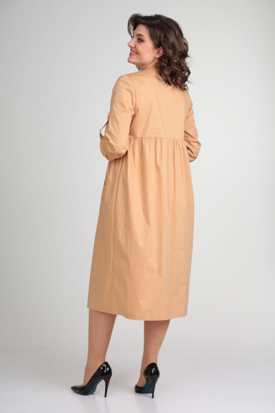 Повседневное платье из хлопка с накладными карманами Michel chic 2120 бежевый - фото 5