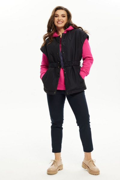 Жилет прямого силуэта из плащевой ткани с поясом Condra 13028 синий - фото 3