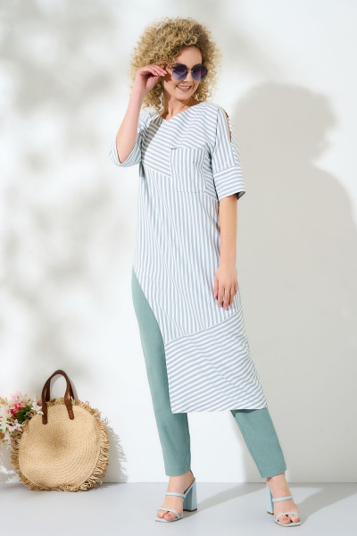 Брюки, туника Euromoda 338 бирюза-однотон - фото 4