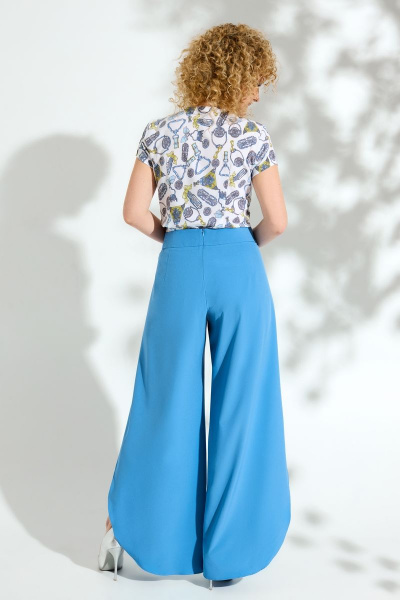Брюки на запах с металлической нашивкой для повседневных образов Euromoda 164 голубой - фото 2