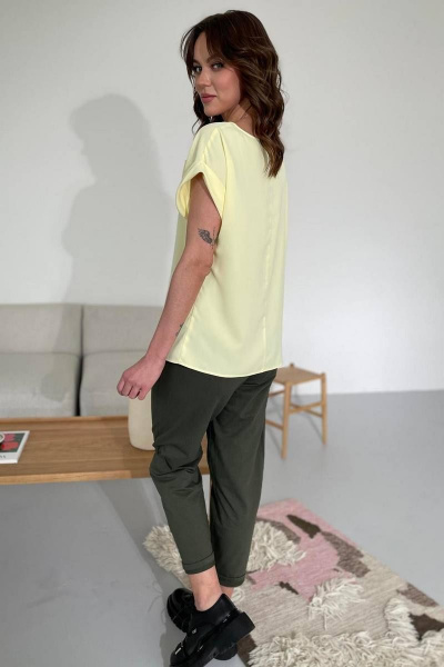 Блуза свободного кроя из текстиля с карманом Rumoda 2111 желтый - фото 10