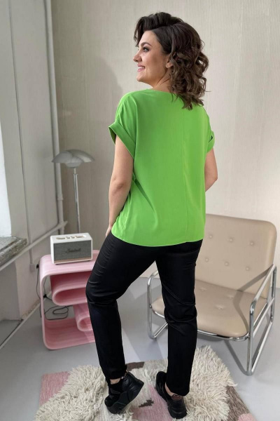 Блуза свободного силуэта из текстиля с карманом Rumoda 2111 салатовый - фото 11