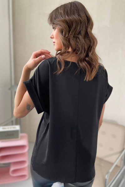 Блуза свободного кроя на каждый день с карманом Rumoda 2111 черный - фото 11
