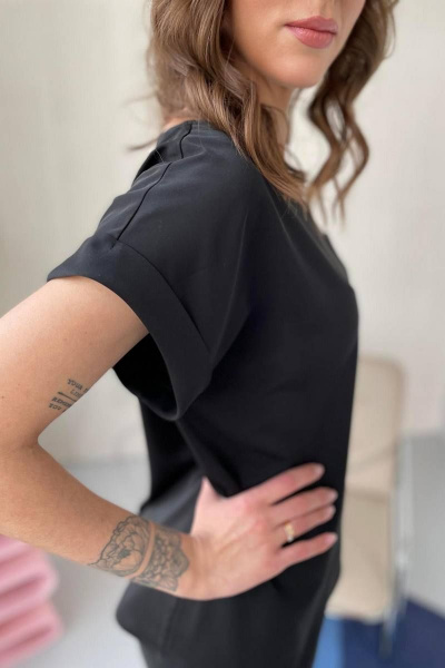 Блуза свободного кроя на каждый день с карманом Rumoda 2111 черный - фото 9