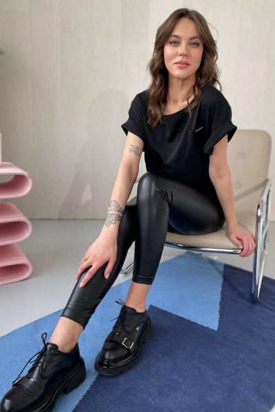 Блуза свободного кроя на каждый день с карманом Rumoda 2111 черный - фото 5