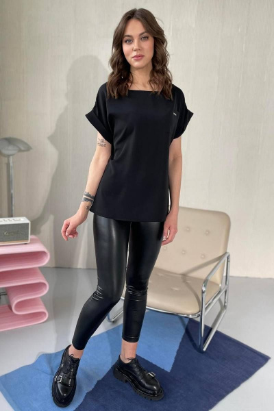 Блуза свободного кроя на каждый день с карманом Rumoda 2111 черный - фото 2