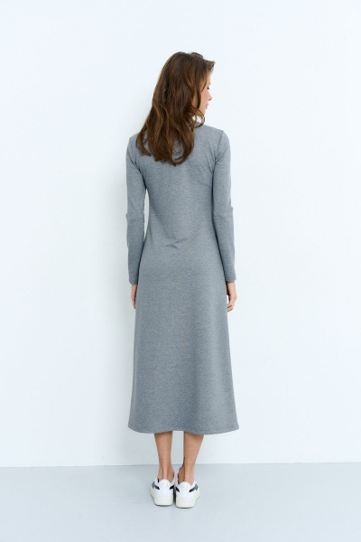 Трикотажное платье с трапециевидной нижней частью Luitui R1078 серый - фото 4