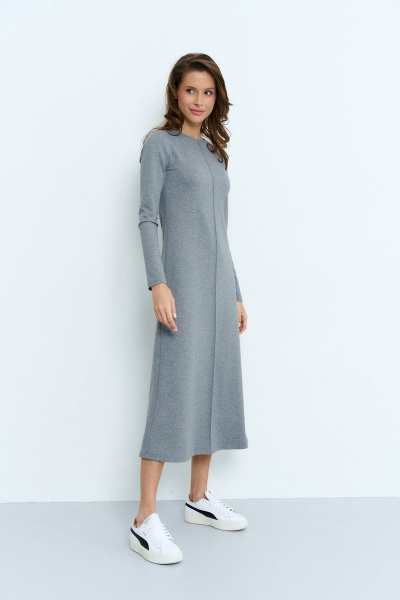 Трикотажное платье с трапециевидной нижней частью Luitui R1078 серый - фото 3