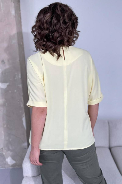 Деловая блуза из текста и с резинкой на талии Rumoda 2109 желтый - фото 9