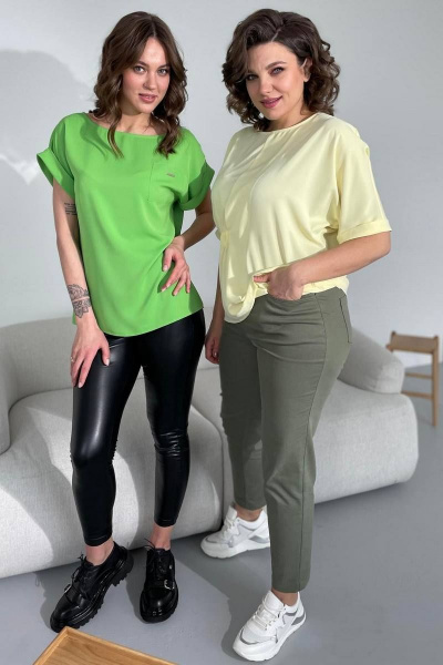 Деловая блуза из текста и с резинкой на талии Rumoda 2109 желтый - фото 8