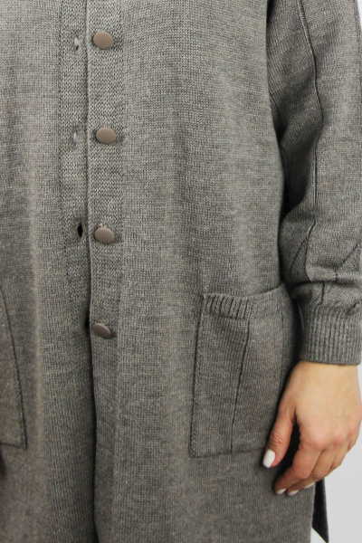 Бежевый жакет из шерстяного трикотажа с карманами и разрезами Полесье С2679-22 2С8761-Д43 158,164 св.дюна - фото 3