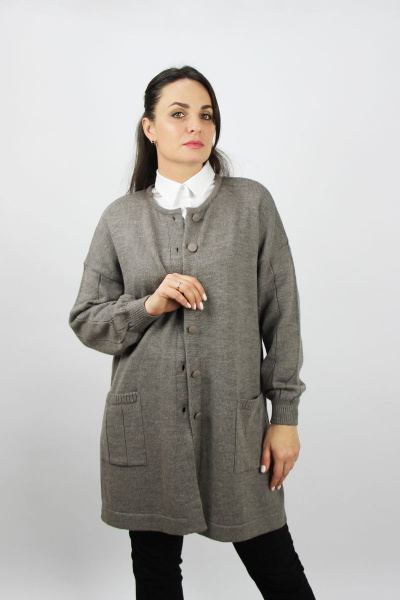 Бежевый жакет из шерстяного трикотажа с карманами и разрезами Полесье С2679-22 2С8761-Д43 158,164 св.дюна - фото 1