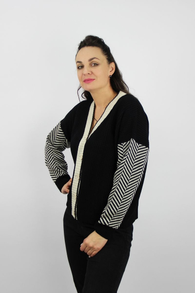 Жакет из трикотажа со длинным рукавом и прямым кроем Полесье С2709-22 2С5225-Д43 158,164 черный - фото 1