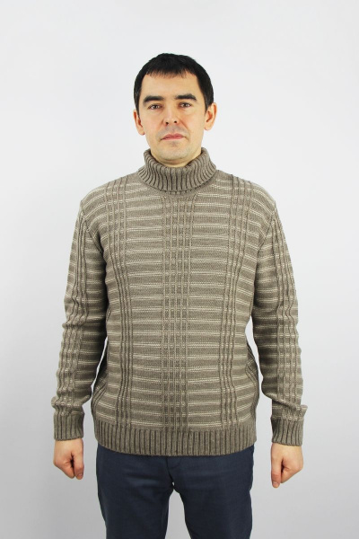 Свитер вязаный бежевый демисезонный на каждый день Полесье С3138-22 2С8751-Д43 182,188 св.дюна - фото 1