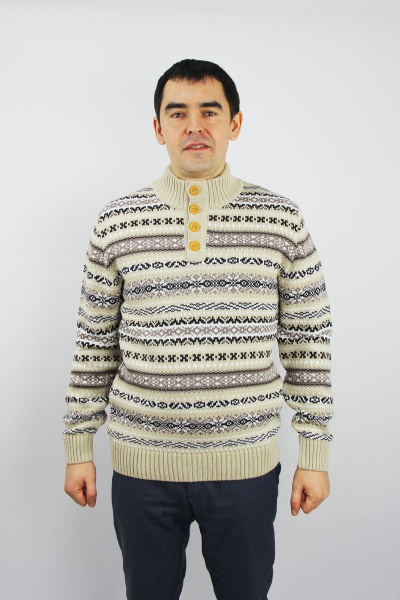 Свитер вязаный бежевый демисезонный на каждый день Полесье С3146-22 2С5181-Д43 182,188 жемчуг - фото 1