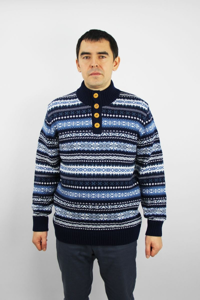 Свитер вязаный синий демисезонный на каждый день Полесье С3146-22 2С5181-Д43 182,188 т.синий - фото 1