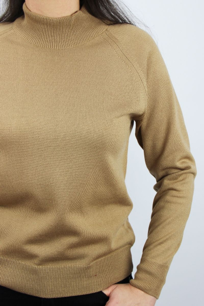 Демисезонный вязаный свитер с двойной стойкой рукавов Полесье С3316-15 5С1754-Д43 170,176 песочный - фото 3