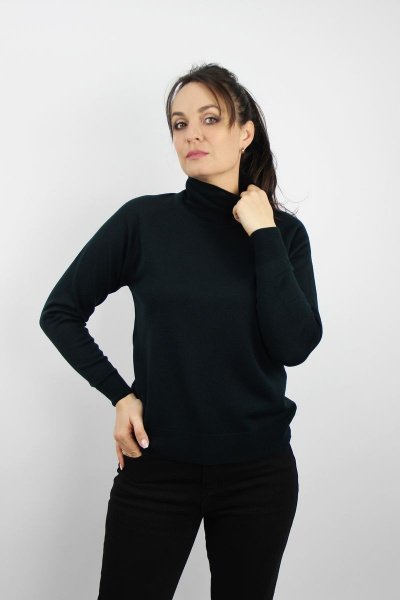 Демисезонный вязаный свитер реглан с высоким воротником Полесье С3433-17 7С1582-Д43 170,176 т.нефрит - фото 1