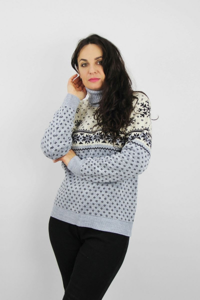 Демисезонный прямой трикотажный свитер с отложным воротником Полесье С3698-22 2С5266-Д43 170,176 сумерки - фото 1