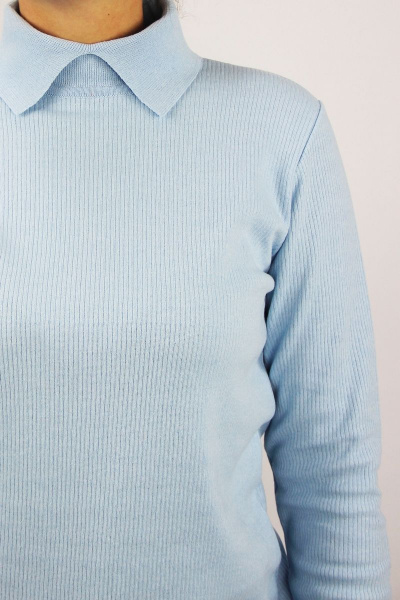 Голубой хлопковый свитер с разрезом воротником Полесье С3703-22 2С5275-Д43 158,164 бледно-голубой - фото 3